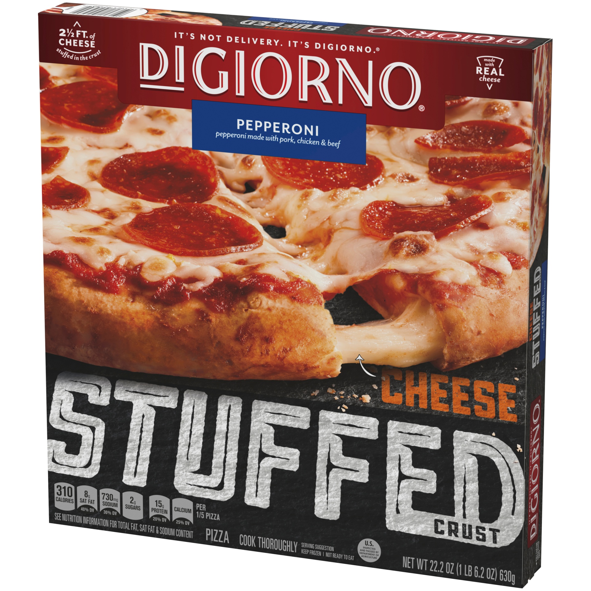slide 5 of 6, DiGiorno Pepperoni Frozen Pizza with Cheese Stuffed Crust, 22.2 oz