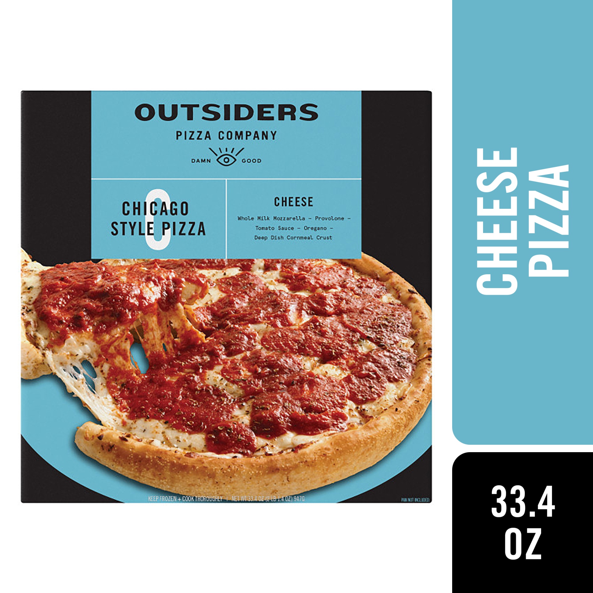 slide 2 of 9, Outsiders Pizza Outsiders Chicago Style Cheese Frozen Pizza, 33.40 oz