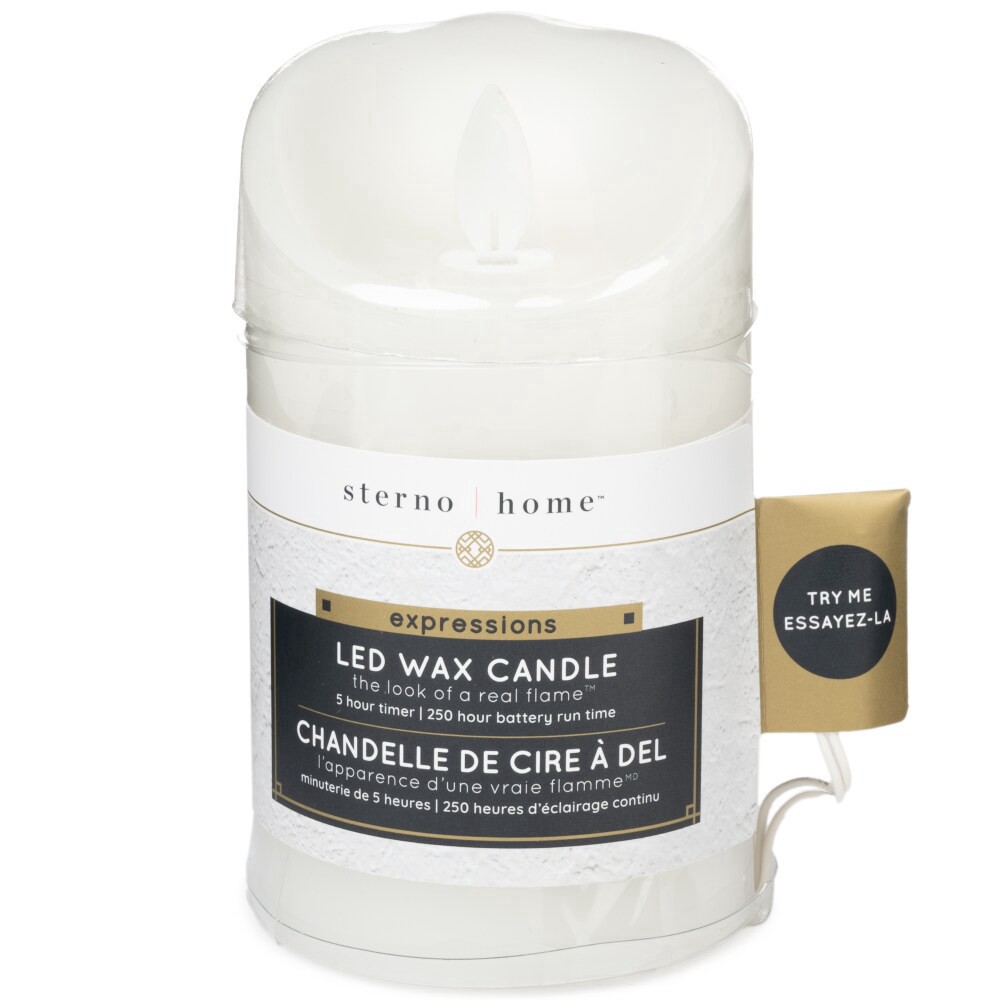 slide 2 of 3, Sterno Home Iflicker Flameless Led Wax Pillar Candle - White, 3 in x 5 in