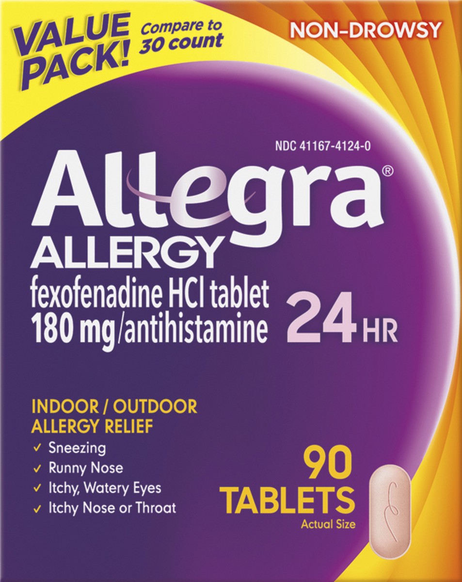 slide 3 of 7, Allegra Value Pack Tablets 180 mg Allergy Relief 90 ea, 90 ct