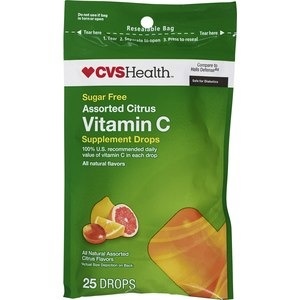 slide 1 of 1, CVS Health Sugar Free Vitamin C Supplement Drops, Assorted All Natural Citrus Flavors, 1 ct