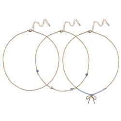 Oh Hello Bow Charm Layered Necklace Gold