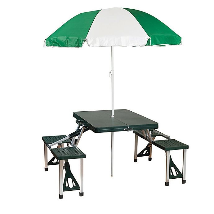 slide 1 of 1, Stansport Portable Picnic Table & Umbrella - Green, 1 ct