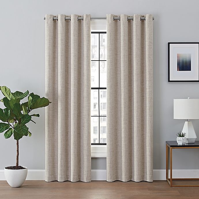 slide 1 of 8, Brookstone Renwick Grommet 100% Blackout Lined Window Curtain Panel - Linen, 108 in