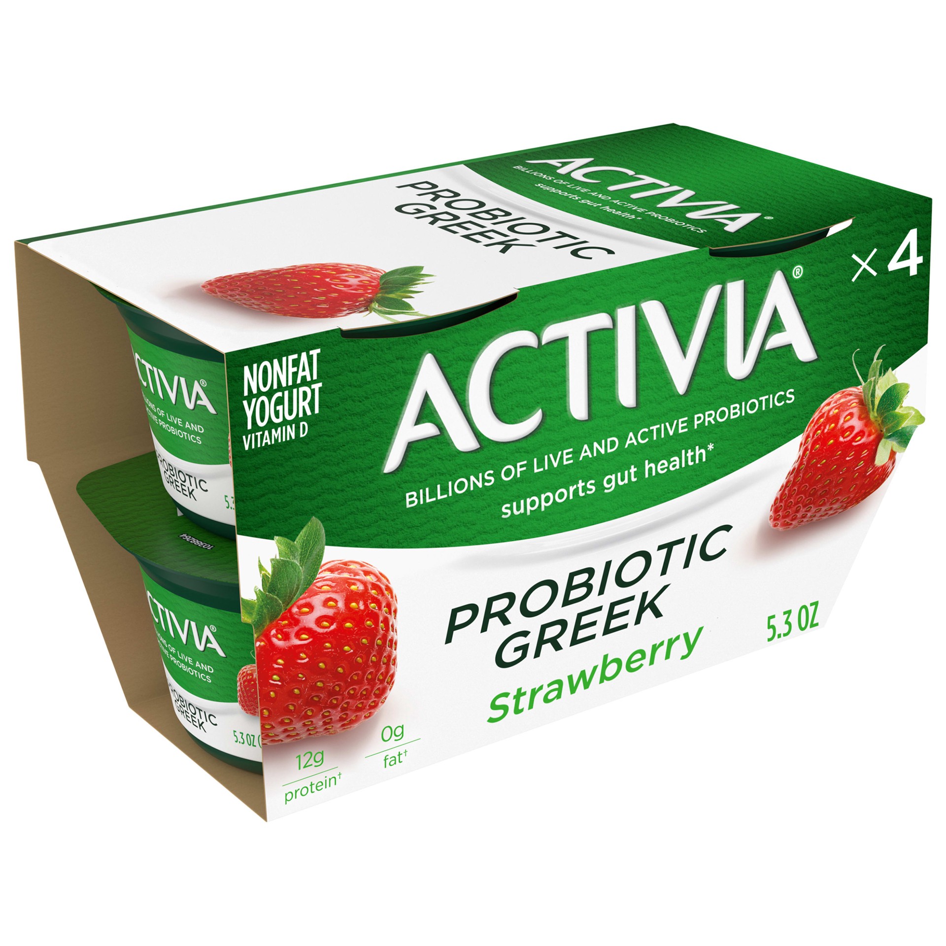 slide 6 of 9, Activia Probiotic Nonfat Greek Yogurt, Strawberry, 5.3 oz., 4 Pack, 5.3 oz