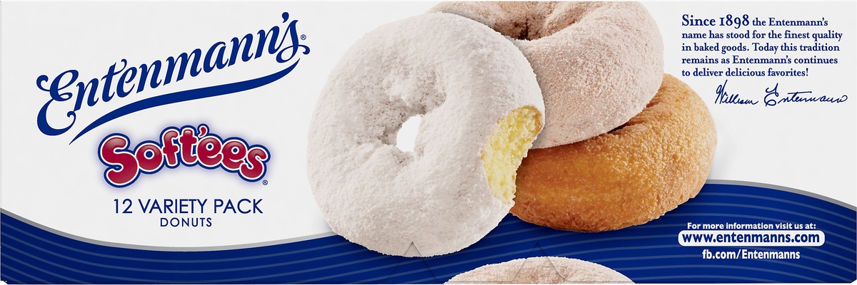 slide 2 of 7, Entenmann's Soft'ees Variety Pack Donuts, 12 count, Plain Donuts, 18.5 oz Box, 12 ct