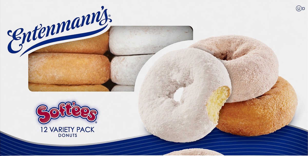 slide 3 of 7, Entenmann's Soft'ees Variety Pack Donuts, 12 count, Plain Donuts, 18.5 oz Box, 12 ct