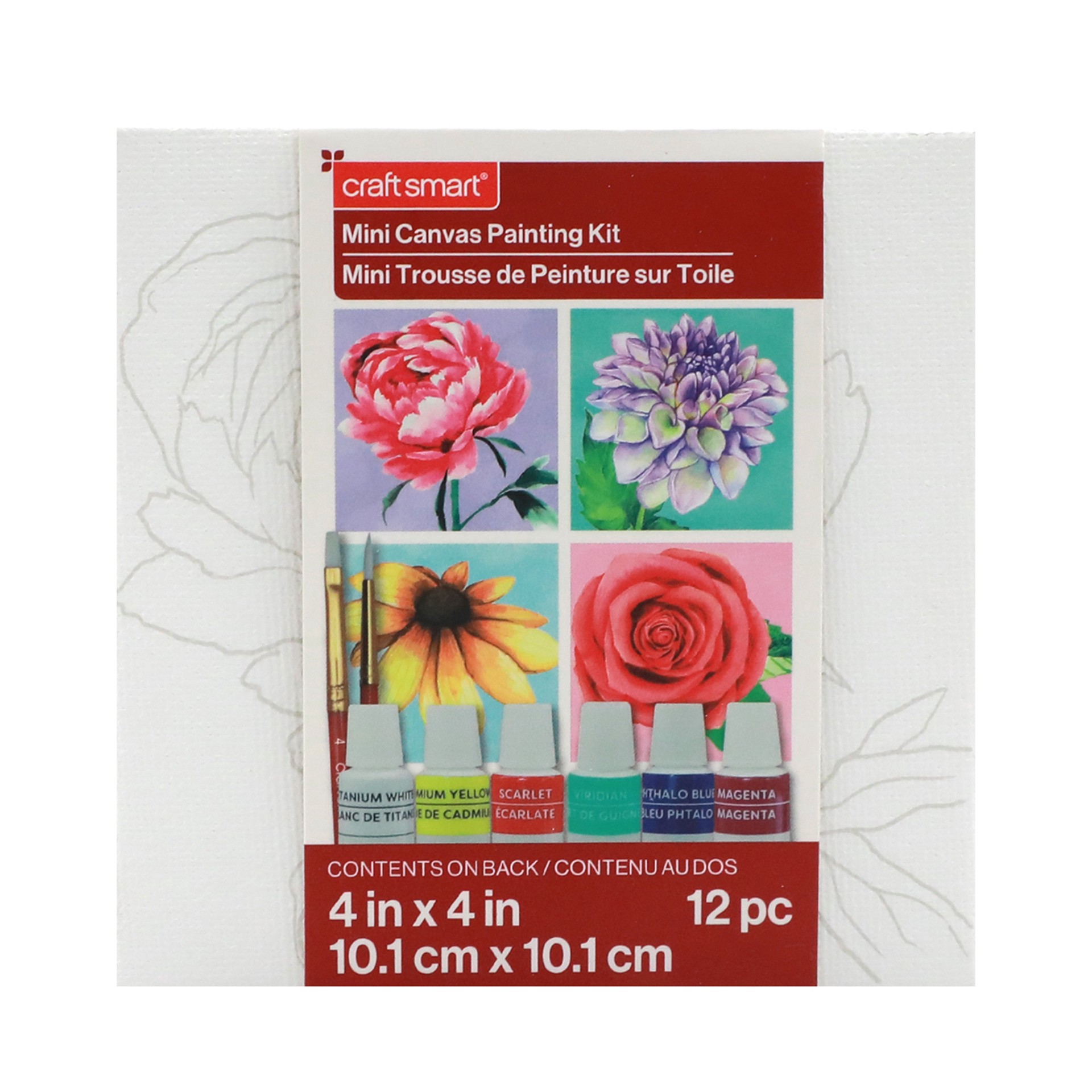 slide 5 of 5, Floral Mini Canvas Painting Kit By Craft Smart, 4 in x 4 in
