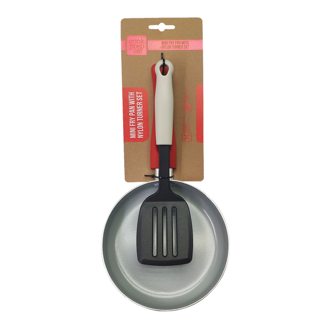 slide 1 of 1, CREATIVE HOME Mini Fry Pan W/ Turner Set Red, 1 ct
