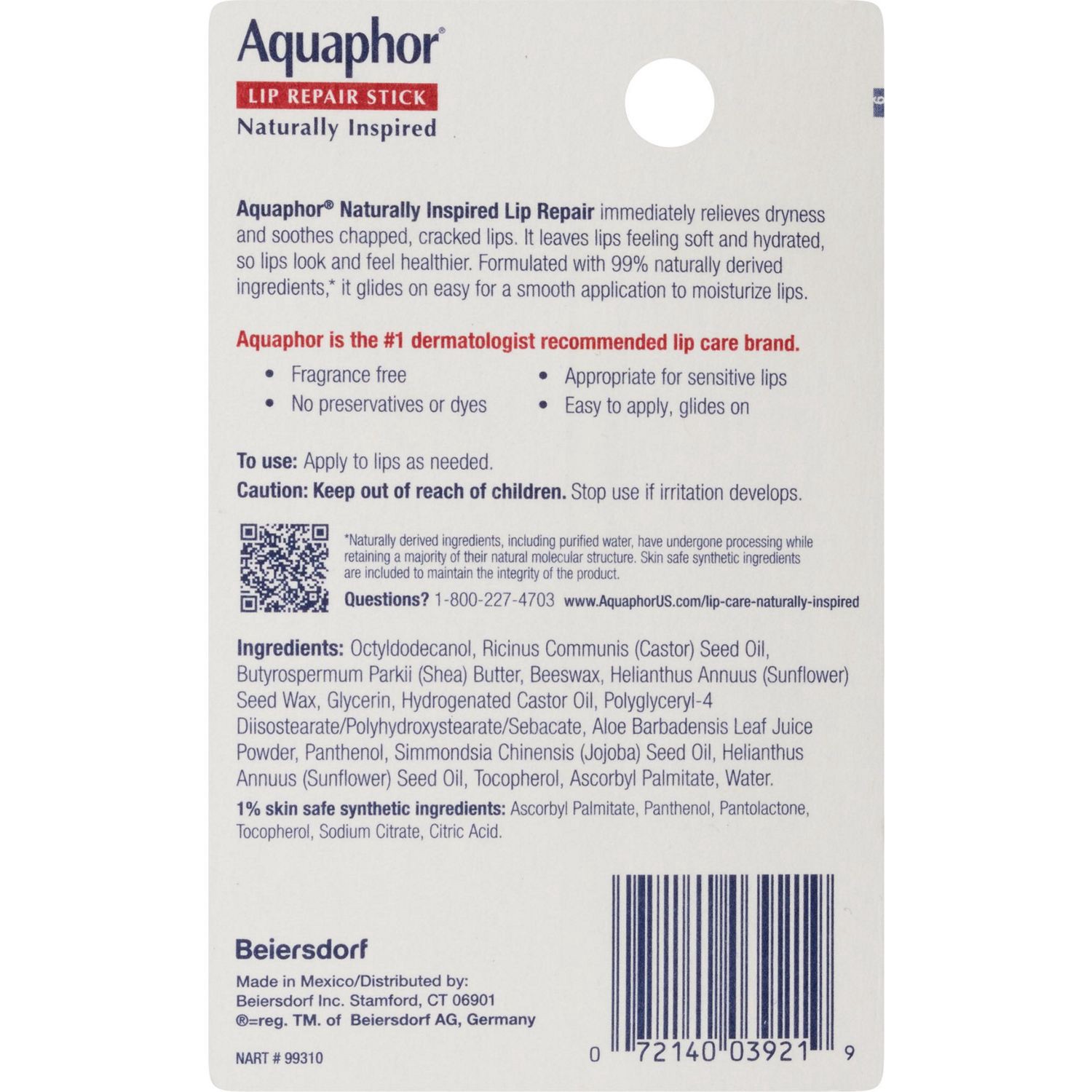 slide 2 of 3, Aquaphor Aloe Vera Lip Repair Stick, 0.17 oz