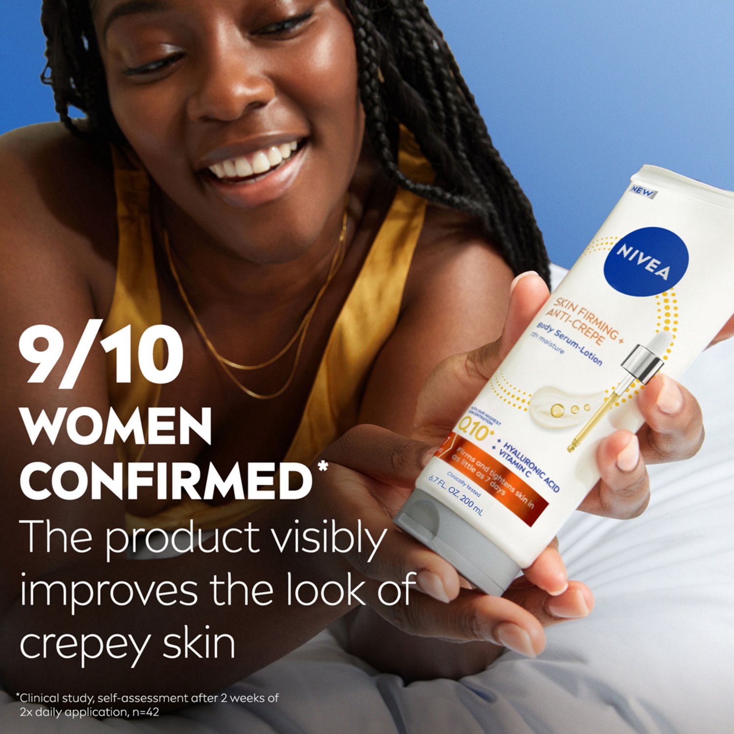 slide 7 of 9, Nivea Skin Firming + Anti-Crepe Body Serum-Lotion 6.7 fl oz, 6.7 oz