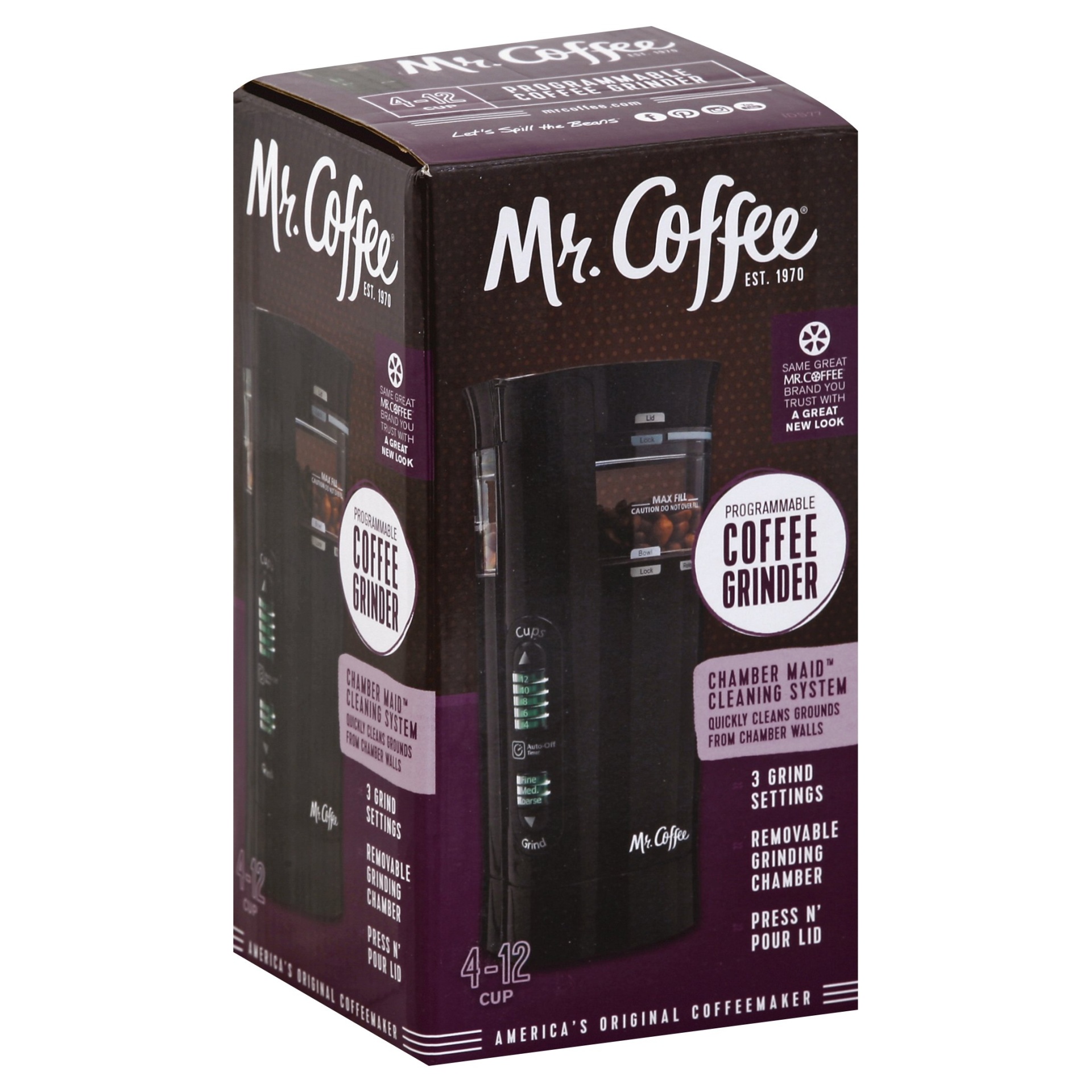 slide 1 of 2, Mr. Coffee 12 Cup Coffee Grinder - Black IDS77, 1 ct