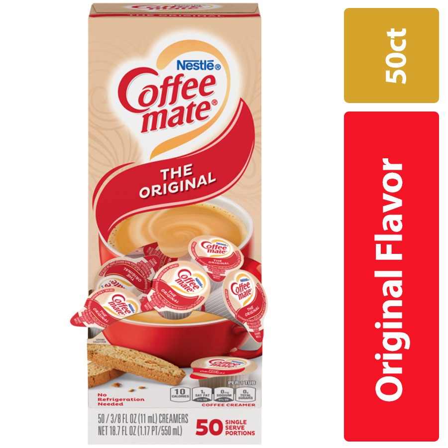 slide 1 of 9, NESTLE COFFEE MATE Coffee Creamer Original, Liquid Creamer Singles, 0.375 fl oz, 50 Count, 18.70 fl oz