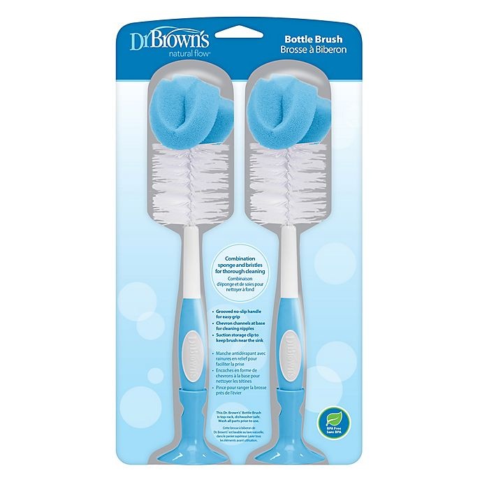 slide 2 of 7, Dr. Brown's Natural Flow Bottle Brushes - Blue, 2 ct