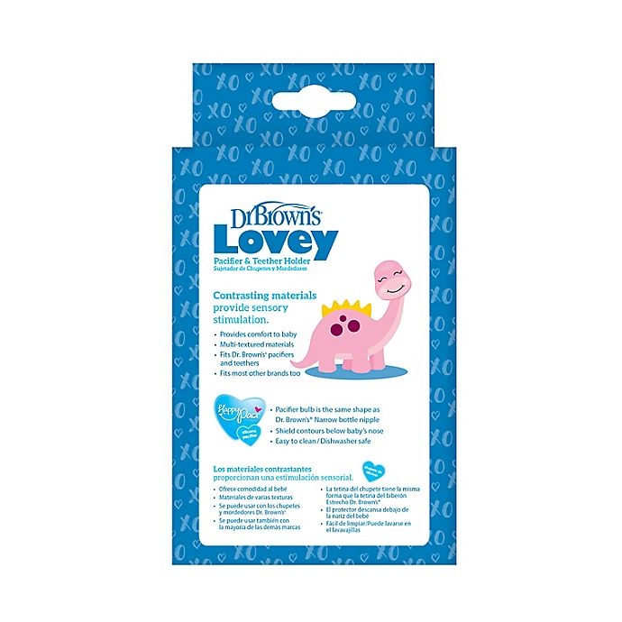 slide 2 of 5, Dr. Brown's Dinosaur Lovey Pacifier & Teether Holder - Pink, 1 ct