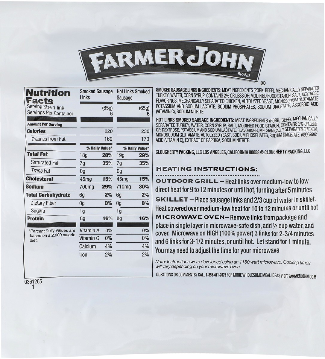 slide 4 of 12, Farmer John Skinless Smoked Sausage Links 6 ea, 6 ct
