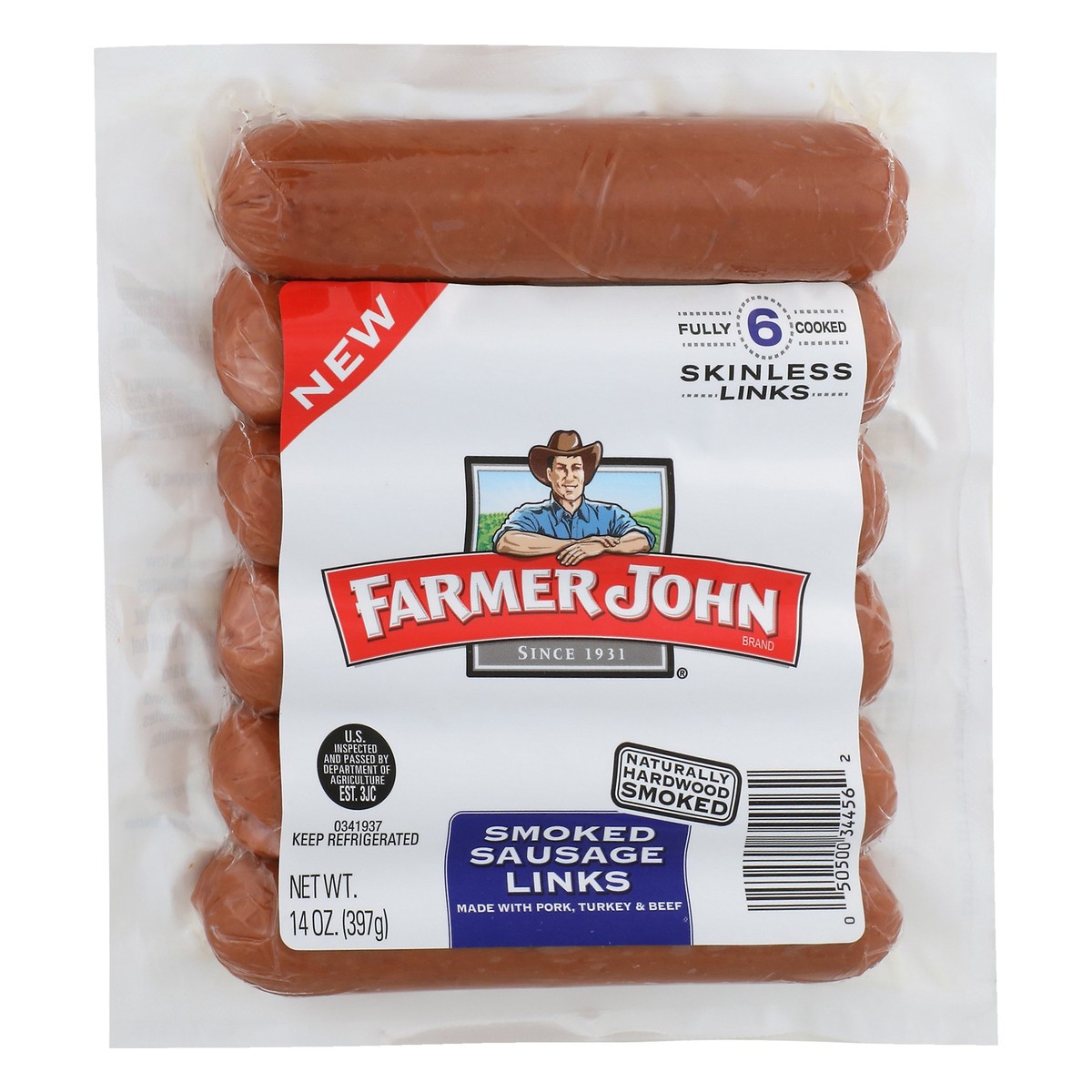 slide 10 of 12, Farmer John Skinless Smoked Sausage Links 6 ea, 6 ct