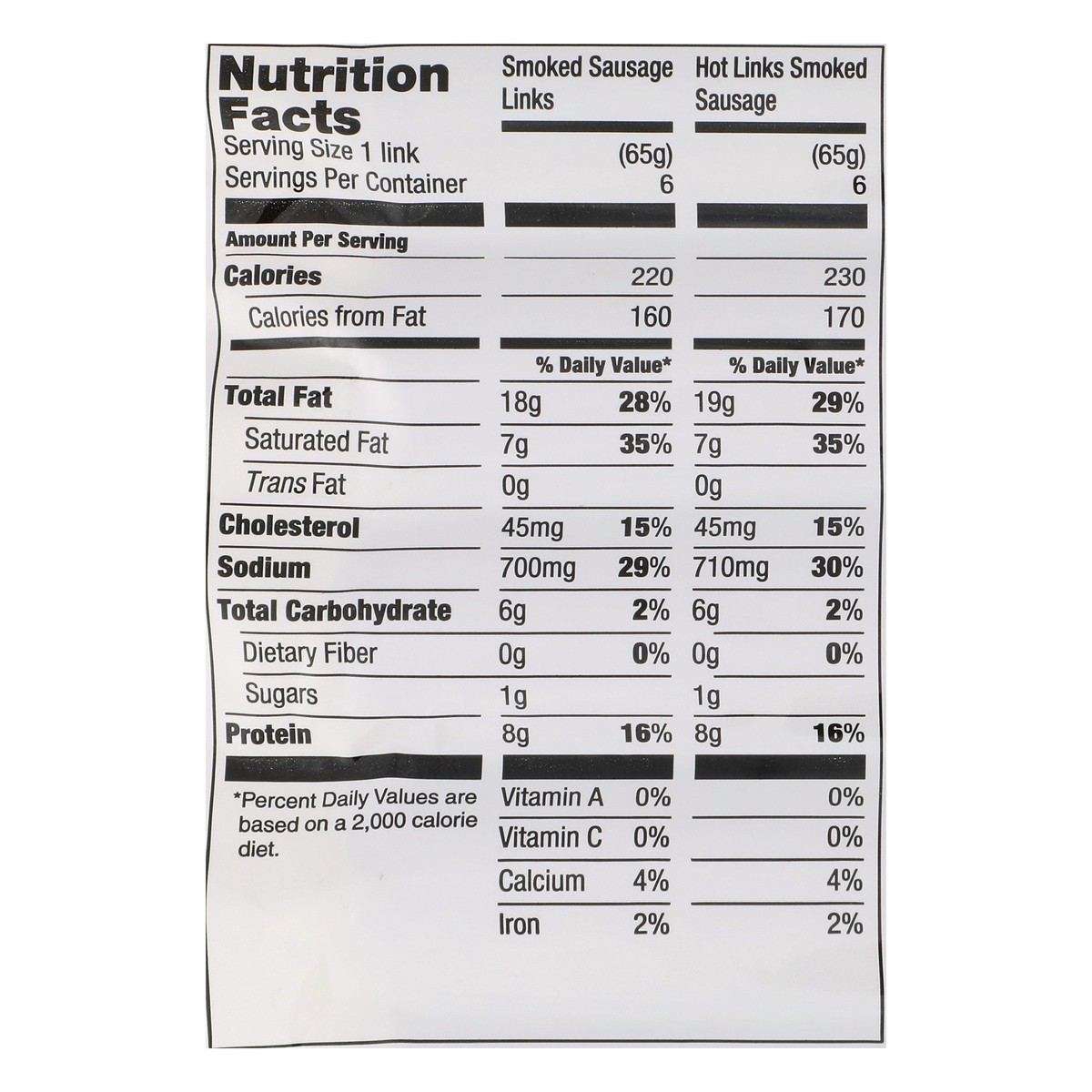 slide 6 of 12, Farmer John Skinless Smoked Sausage Links 6 ea, 6 ct
