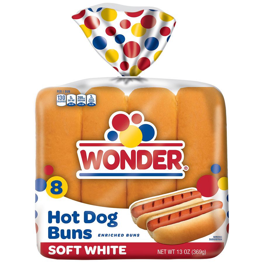 slide 1 of 5, Wonder Soft White Bread Hot Dog Buns, 8 ct