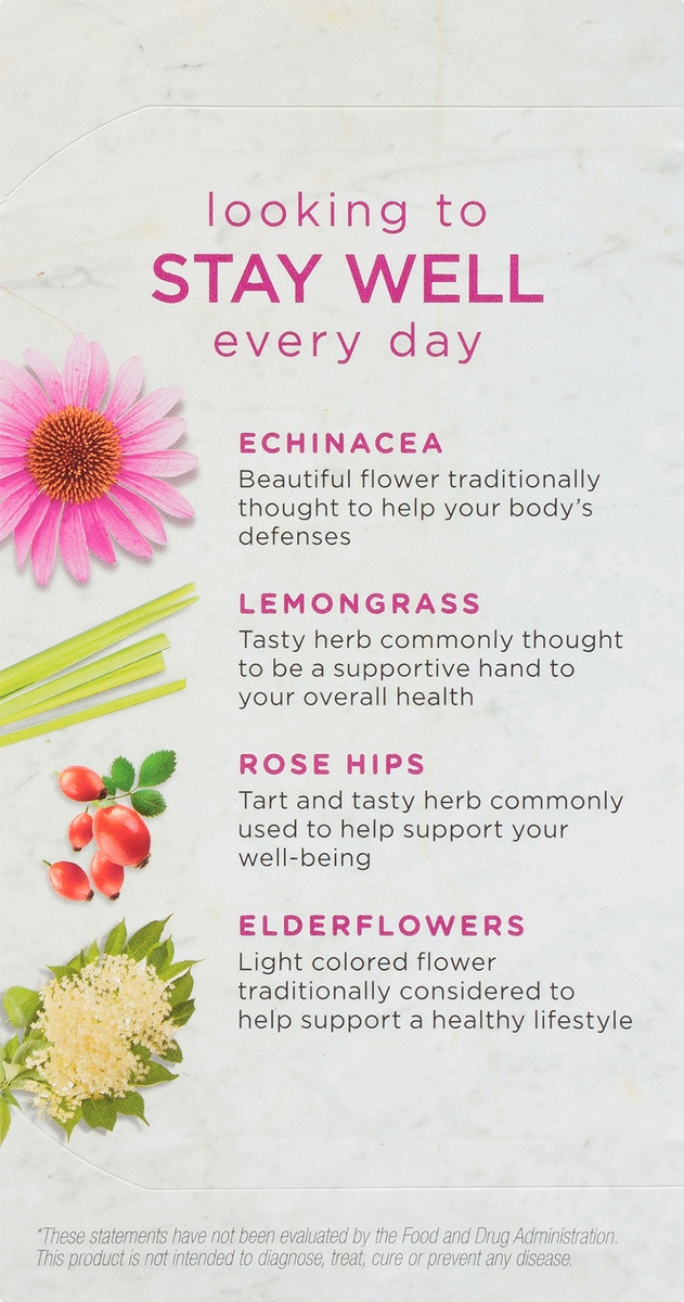 slide 9 of 9, Bigelow Benefits Stay Well Lemon Echinacea Herbal Tea Bags, 18 ct