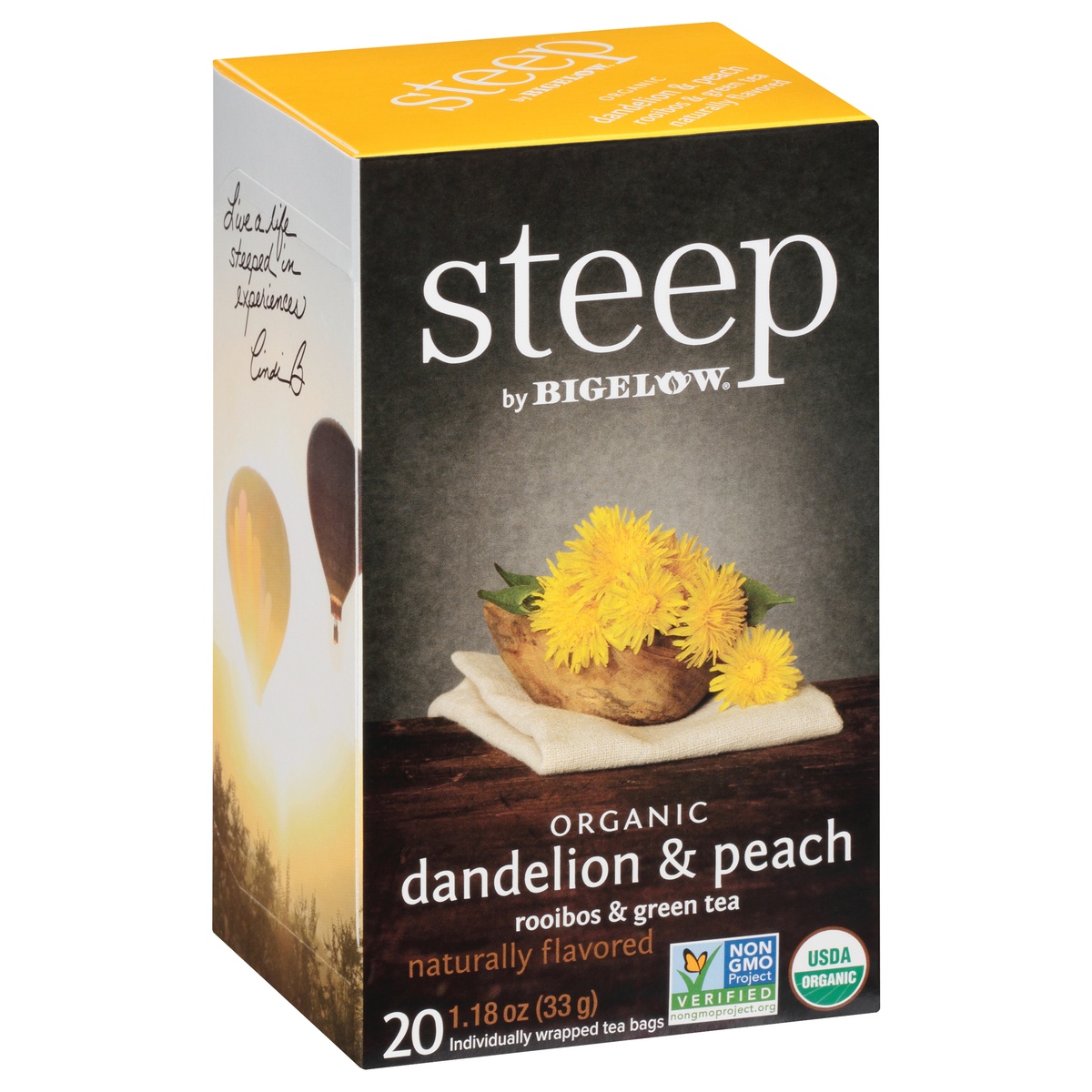 slide 2 of 9, Bigelow Rooibos & Green Tea, Dandelion & Peach, Organic, Tea Bags, 20 ct