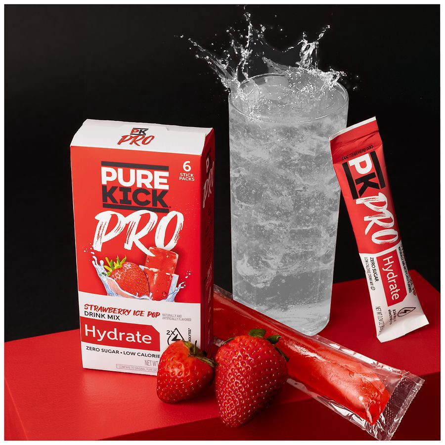 slide 4 of 5, Pure Kick Hydration Drink Mix Strawberry Ice Pop, 0.24 oz