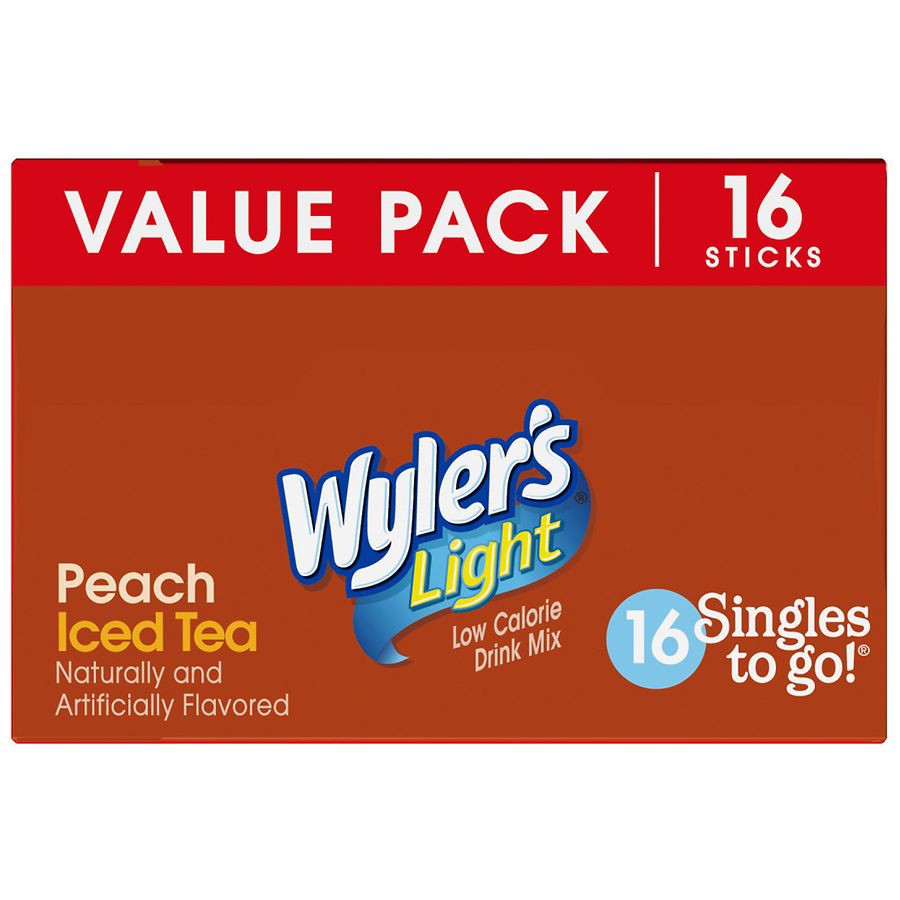slide 4 of 5, Wyler's Light Peach Iced Tea Drink Mix Value Pack - 16 ct, 16 ct