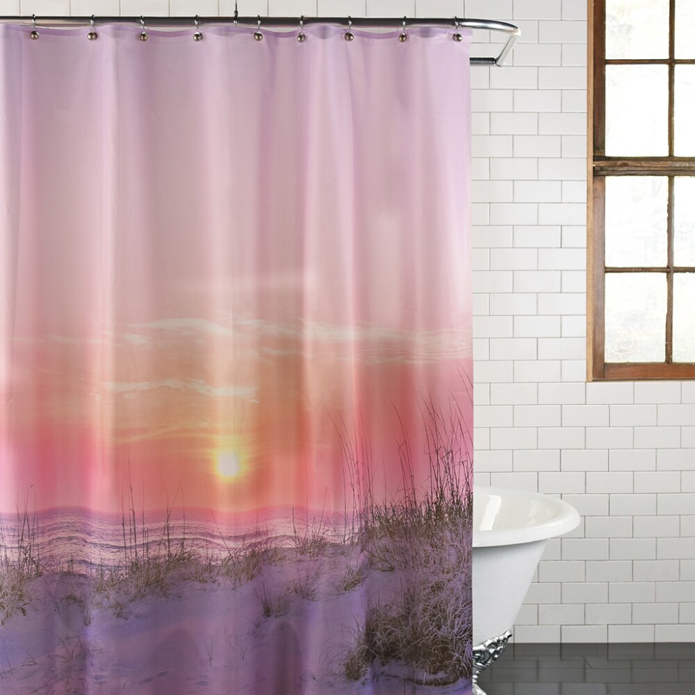 slide 1 of 1, Everyday Living Beach Sunset Peva Shower Curtain - Pink/Purple, 1 ct