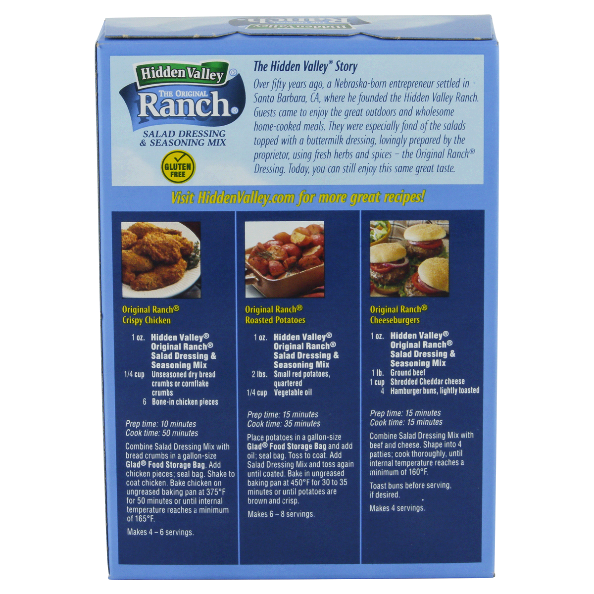 slide 120 of 170, Hidden Valley Gluten Free Original Ranch Salad Dressing and Seasoning Mix Packets for Ranch Dip, 4 ct