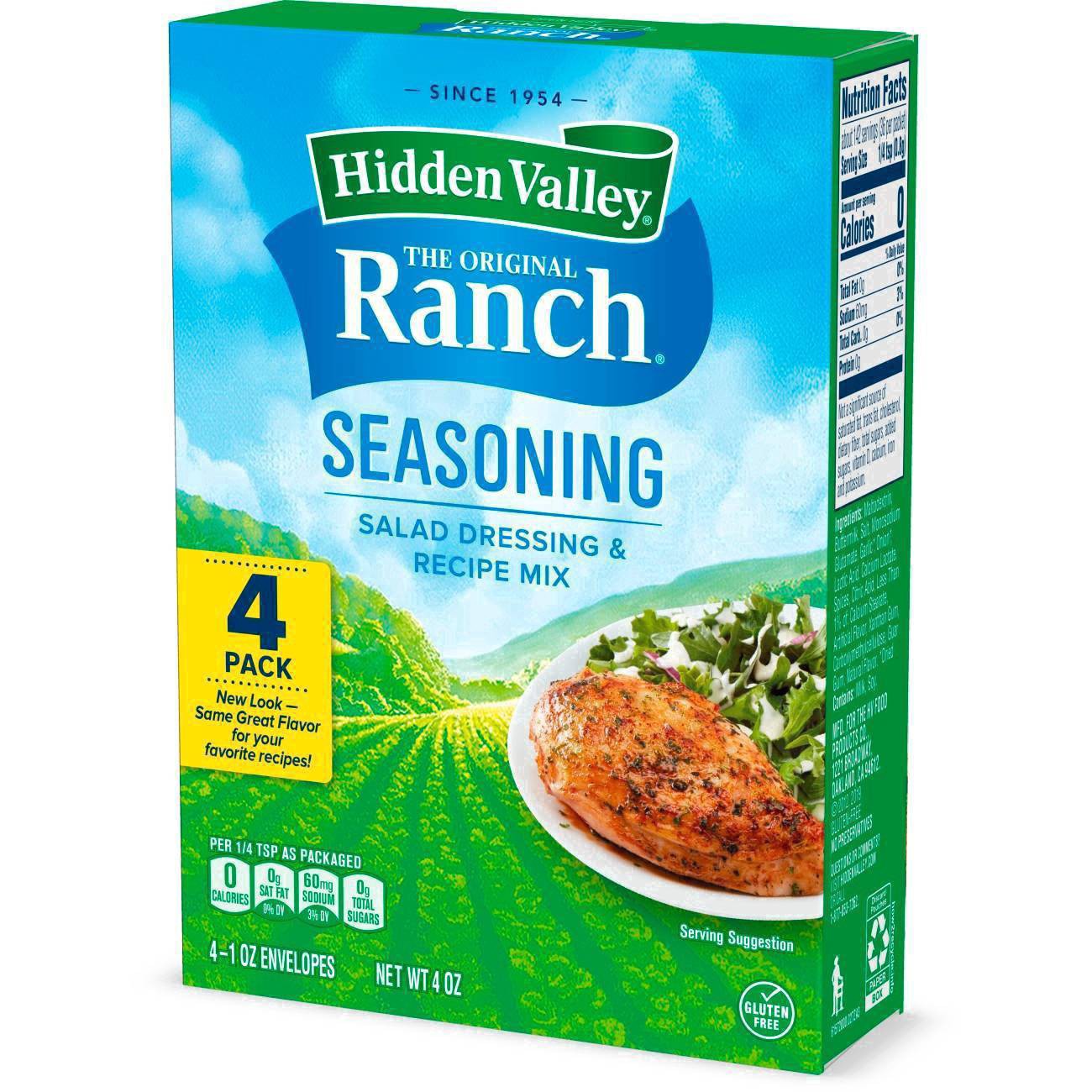 slide 116 of 170, Hidden Valley Gluten Free Original Ranch Salad Dressing and Seasoning Mix Packets for Ranch Dip, 4 ct