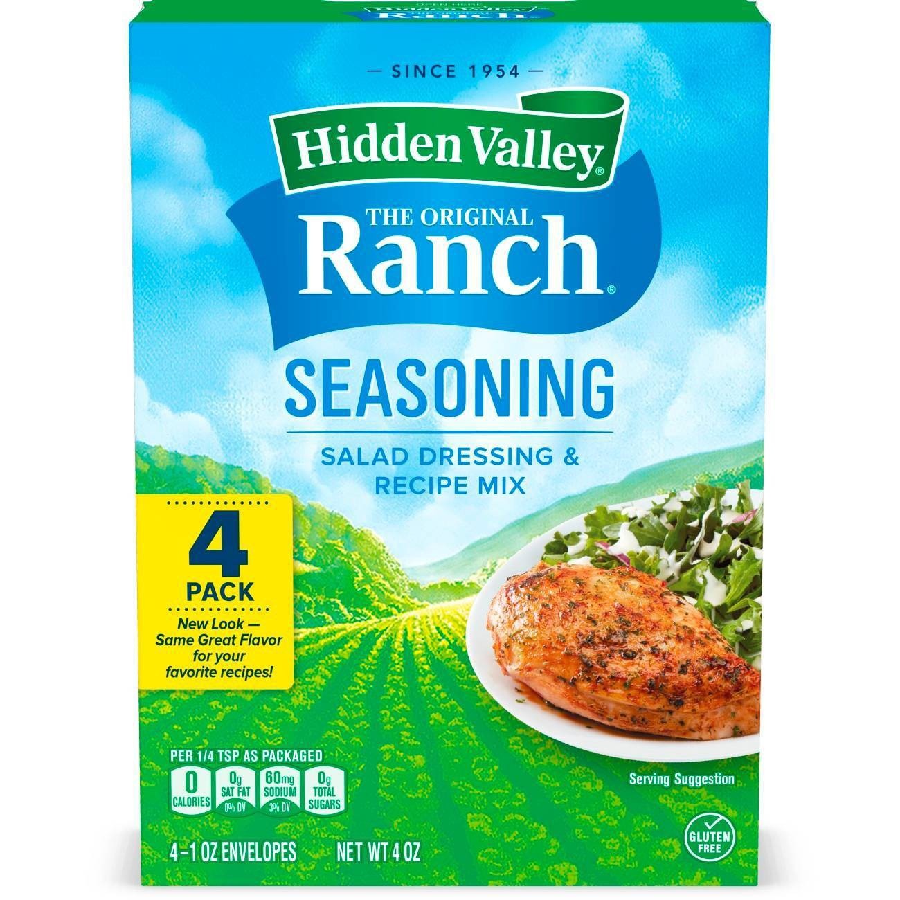 slide 1 of 9, Hidden Valley Gluten Free Original Ranch Salad Dressing & Seasoning Mix Packets, 4 ct; 1 oz