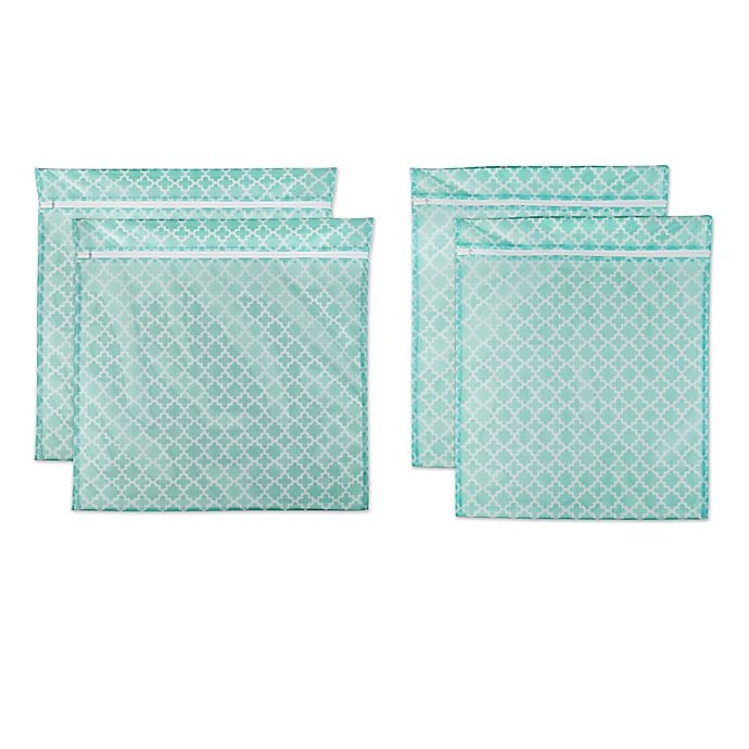 slide 1 of 10, Design Imports Mesh Laundry Bag E Set - Aqua Lattice, 4 ct