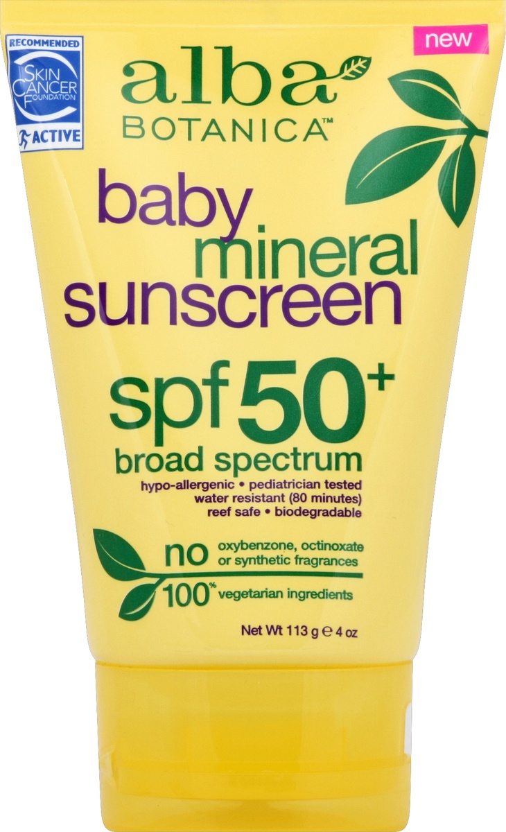 slide 2 of 2, Alba Botanica Baby Mineral Sunscreen 50+, 4 oz