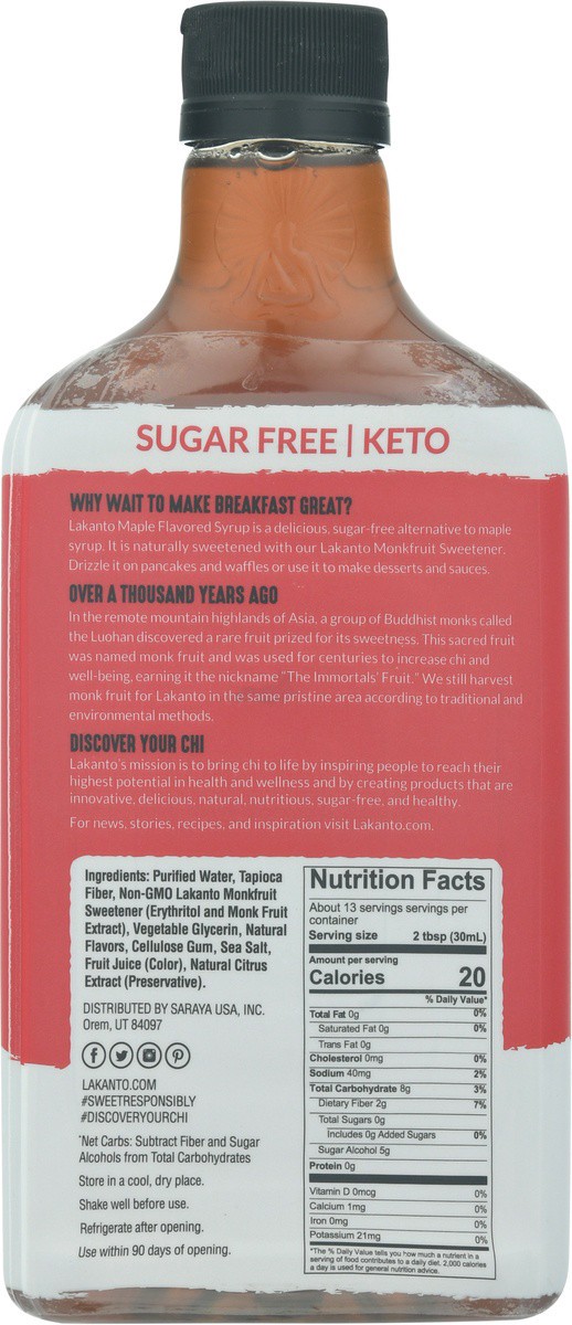 slide 4 of 9, Lakanto Sugar-Free Maple Flavored Syrup, 13 oz