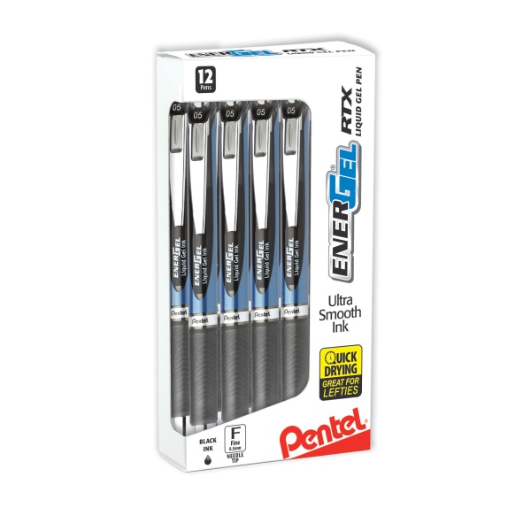 Pentel EnerGel Rtx Rollerball Pens, Fine Point, Black Barrell - Black Ink  12 ct;  | Shipt