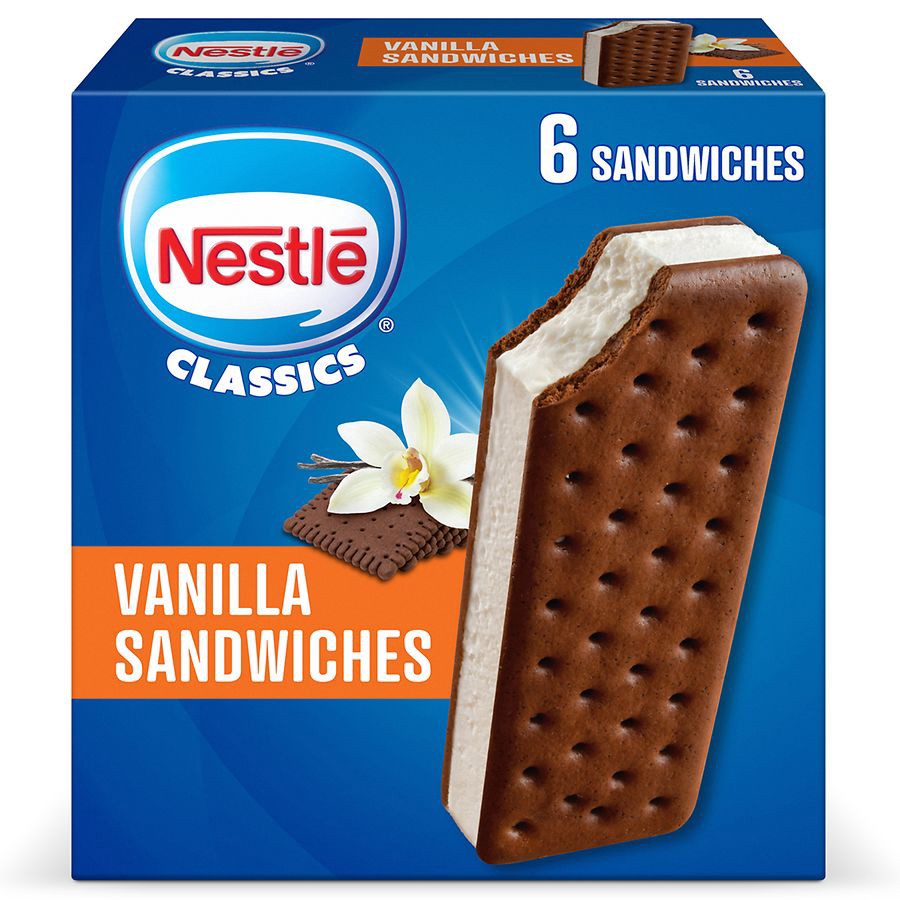 slide 2 of 5, Nestlé Vanilla Frozen Dairy Dessert Sandwiches, 6 ct