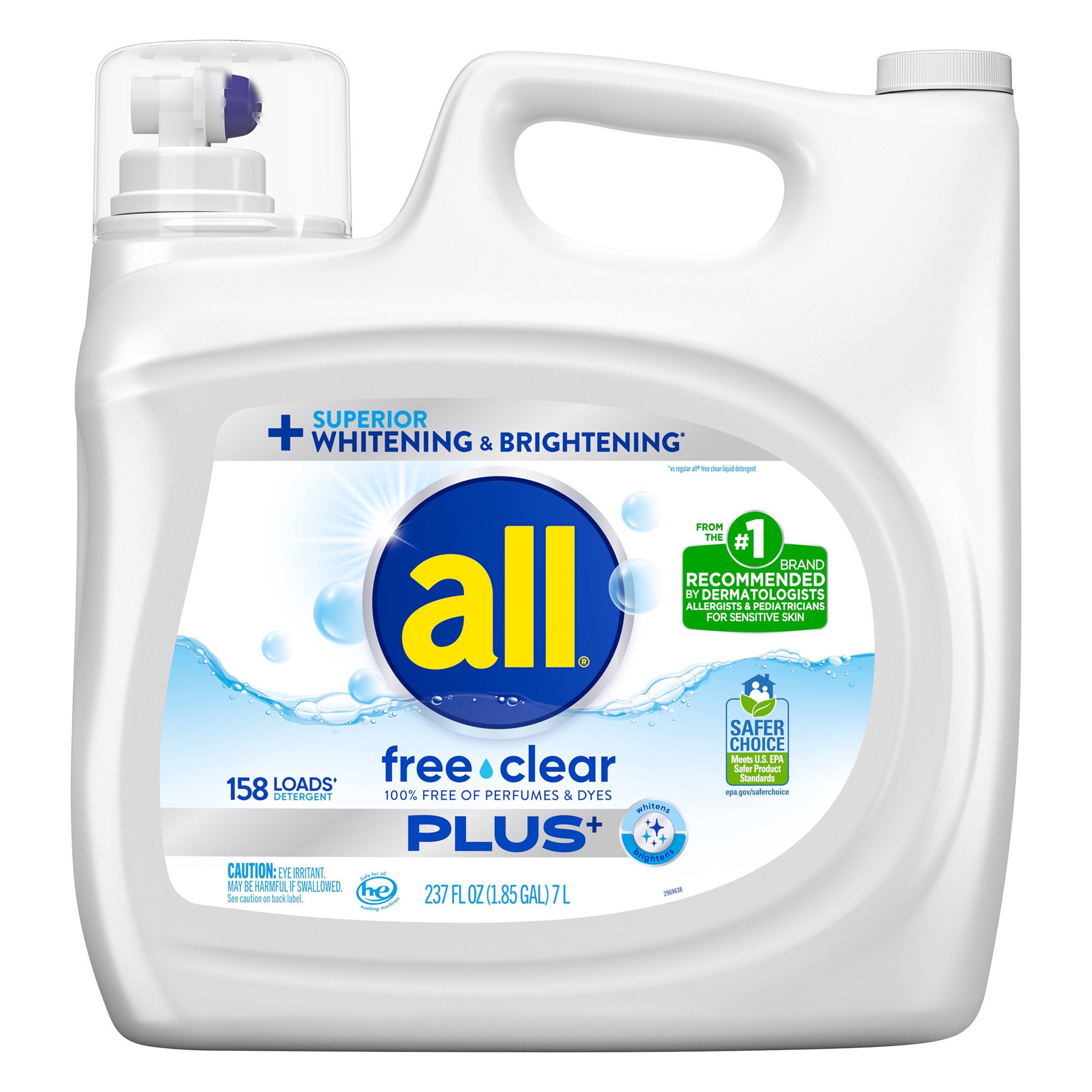 slide 1 of 1, All Free & Clear Plus+ HE Liquid Laundry Detergent, 158 loads, 237 fl oz, 