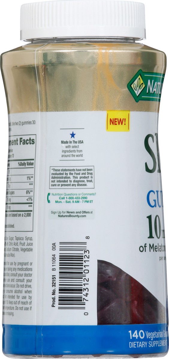 slide 4 of 9, Nature's Bounty Nature''s Bounty Melatonin Sleep Aid Blueberry Gummies, 10 mg, 140 ct