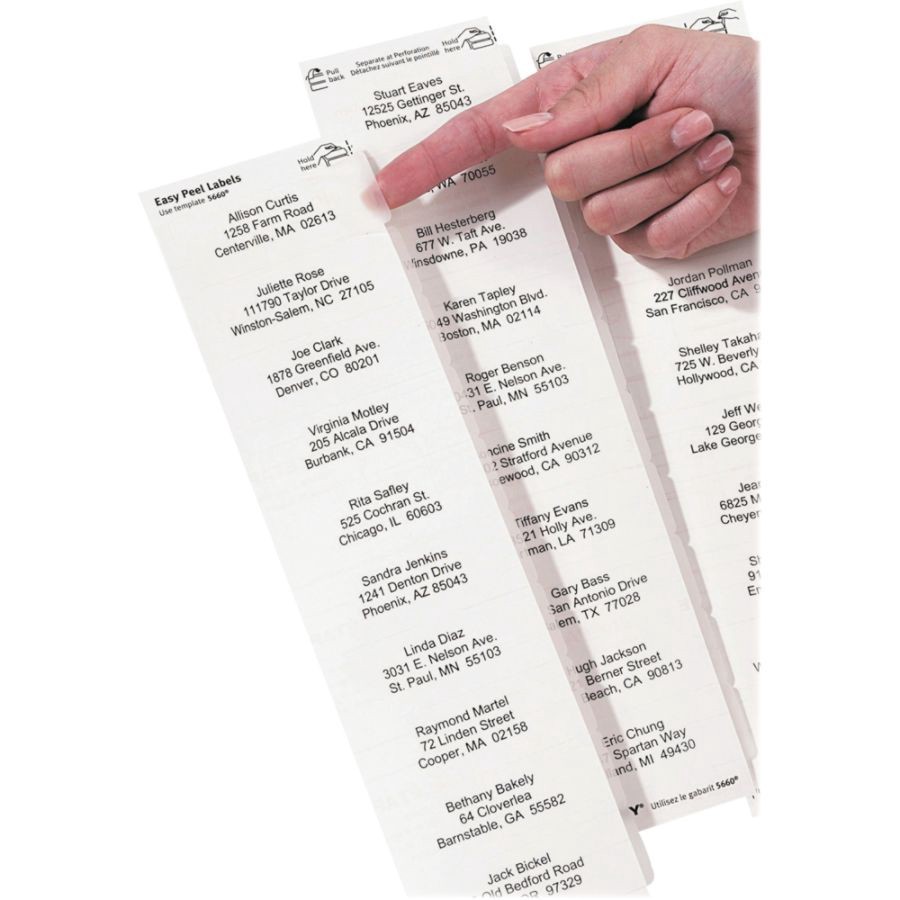 slide 2 of 10, Avery Easy Peel 5630 Permanent Laser Address Labels - Clear, 750 ct