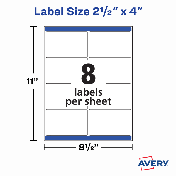 slide 2 of 6, Avery Printable Blank Laser Shipping Labels, 5817, 4"W X 2-1/2"D, White, Pack Of 800 Labels, 800 ct