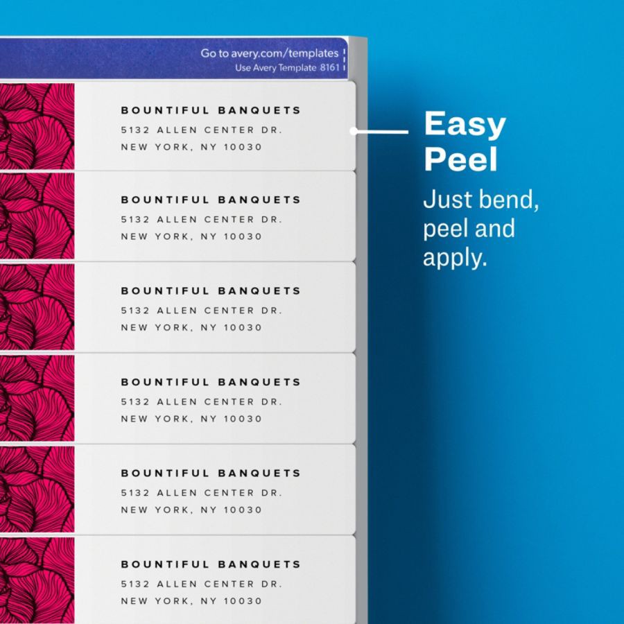 slide 3 of 10, Avery Easy Peel White Inkjet Address Labels, 8161, 500 ct; 1 in x 4 in