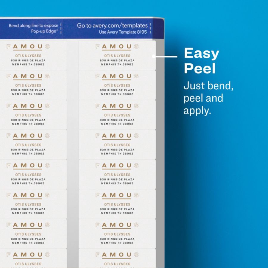 slide 10 of 10, Avery Easy Peel Permanent Inkjet Return Address Labels - White, 1 ct