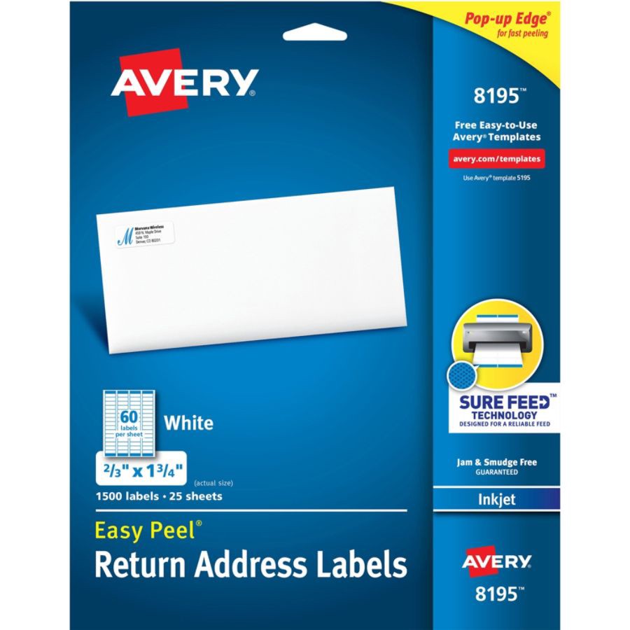 slide 2 of 10, Avery Easy Peel Permanent Inkjet Return Address Labels - White, 1 ct