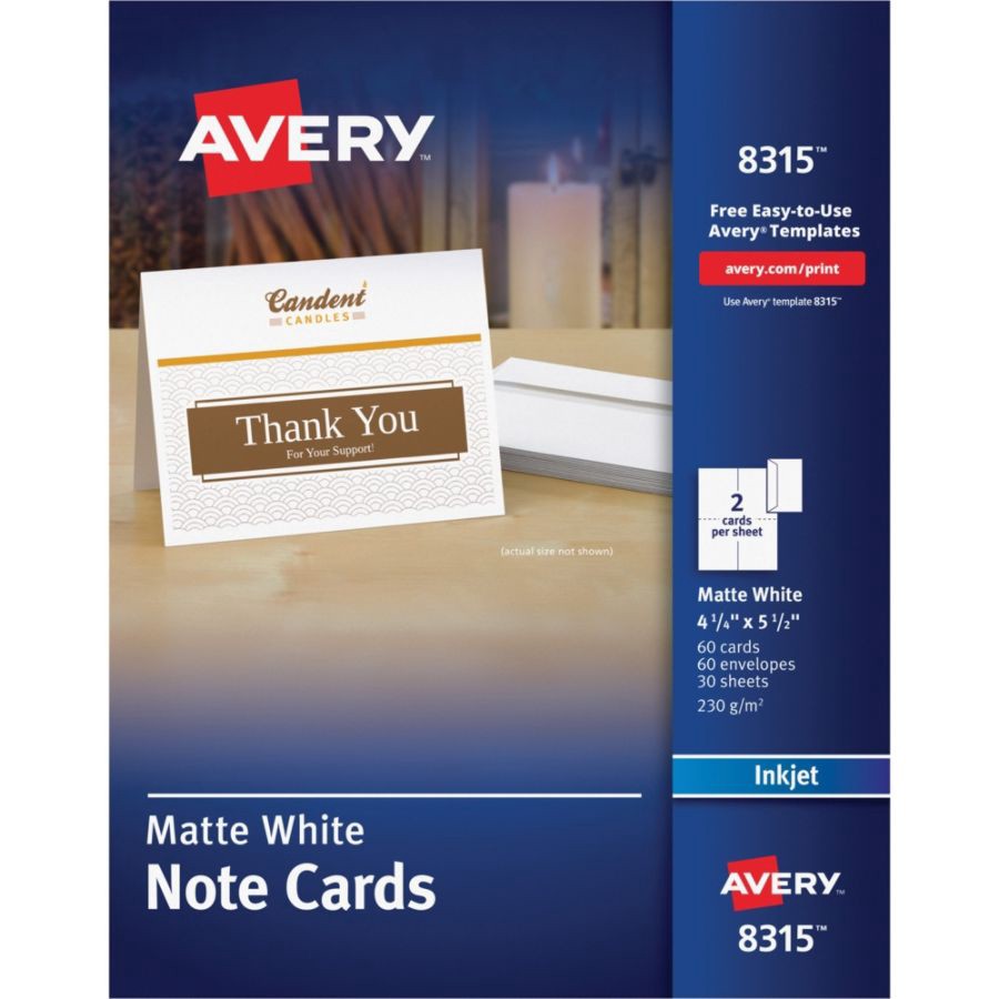 slide 2 of 6, Avery Inkjet Note Cards, White, 60 ct