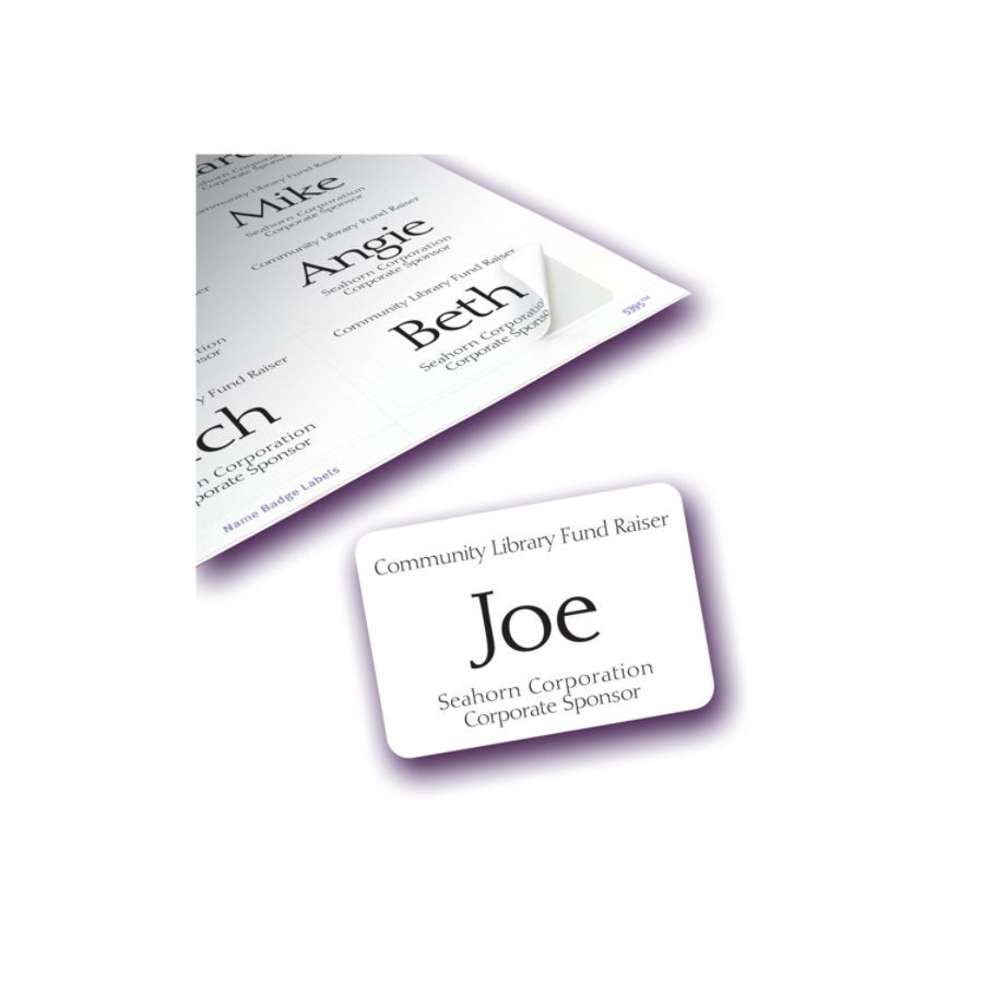 slide 2 of 7, Avery Flexible Self-Adhesive Laser/Inkjet Name Tag Badge Labels, 2 1/3 x 3 3/8, WE, 160 ct