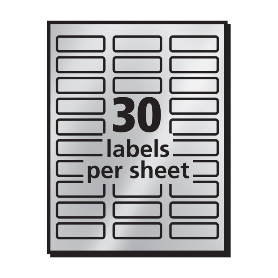 slide 6 of 6, Avery Permanent Inkjet Foil Mailing Labels, 8986, Silver, 300 ct; 3/4 in x 2 1/4 in