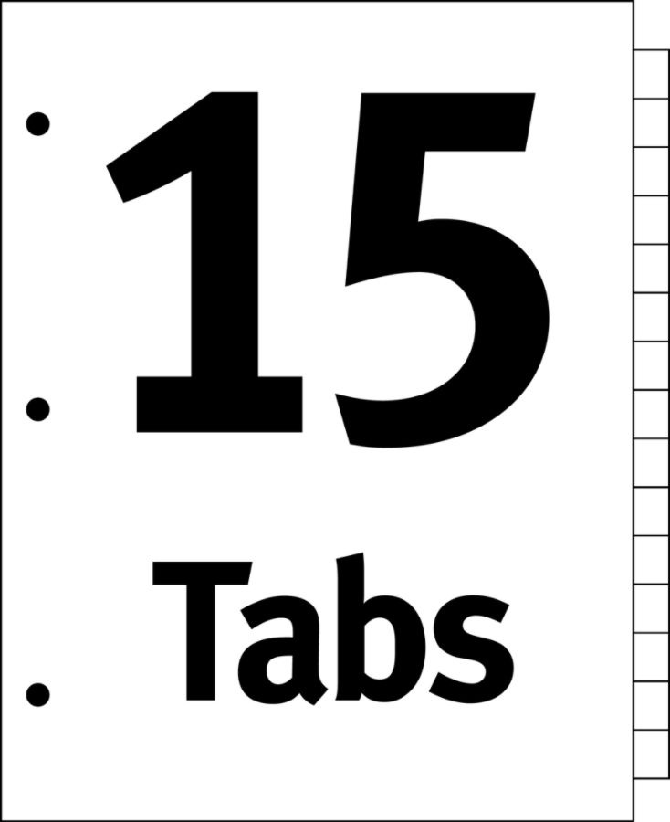 slide 8 of 10, Avery Ready Index 20% Recycled Table Of Contents Dividers, 1-15 Tab, Black/White, 1 ct