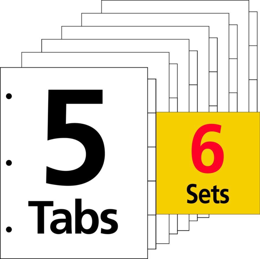 slide 3 of 10, Avery Ready Index 20% Recycled Table Of Contents Dividers, 1-5 Tab, Multicolor, 6 ct