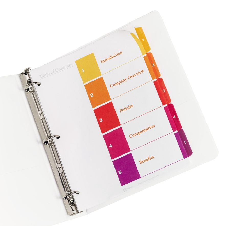 slide 5 of 10, Avery Ready Index 20% Recycled Table Of Contents Dividers, 1-5 Tab, Multicolor, 6 ct