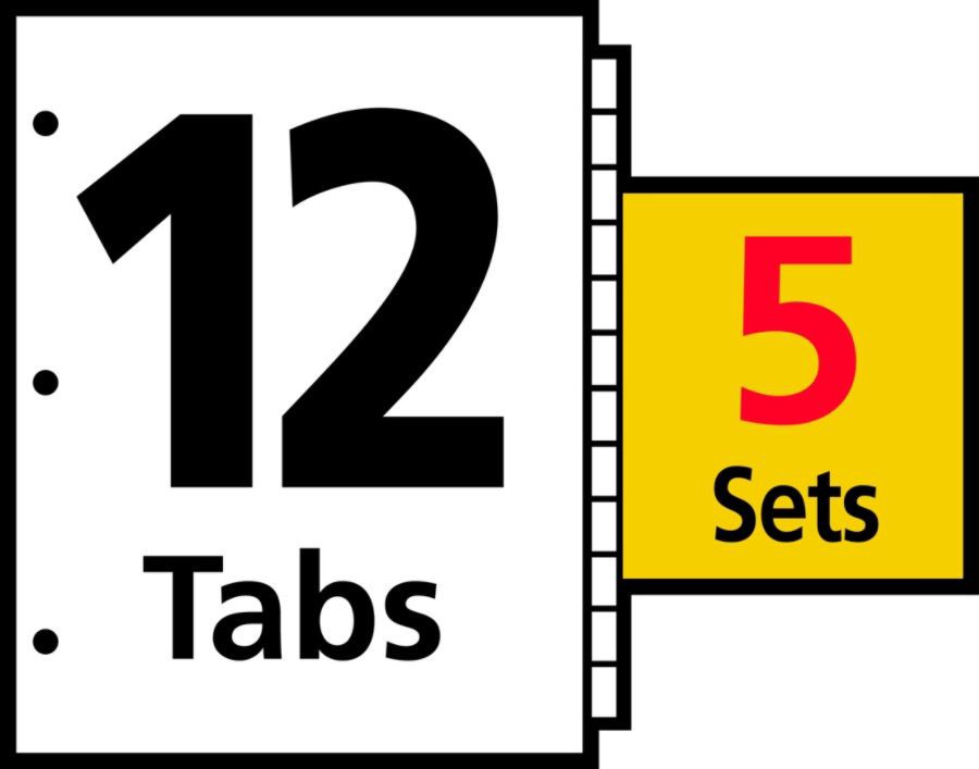 slide 5 of 7, Avery 12-Tab Print & Apply Clear Label Dividers, 5 ct